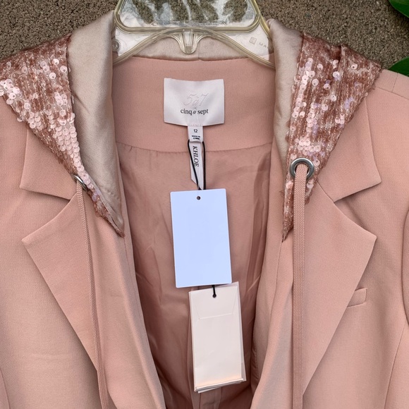 Cinq a Sept Khloe Sequin Hooded Blazer - Blusher - Picture 5 of 6